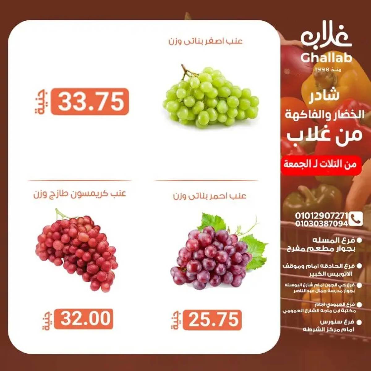 عروض أسواق غلاب الفيوم حتى 15 أغسطس 2025 عروض الفريش