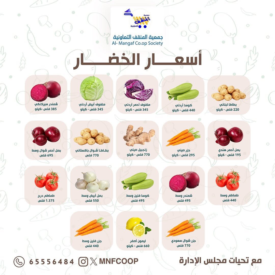 عروض جمعية المنقف من 16 حتى 17 أغسطس 2025 الخضار والفاكهة