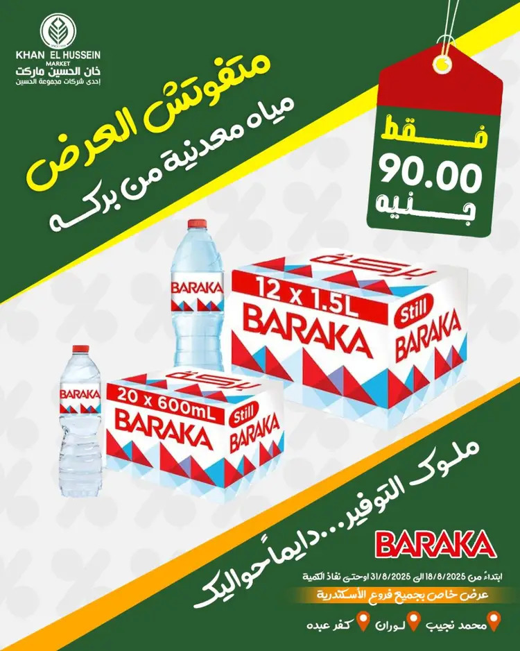 عروض خان الحسين ماركت الإسكندرية  من 19 أغسطس 2025 عروض المياه