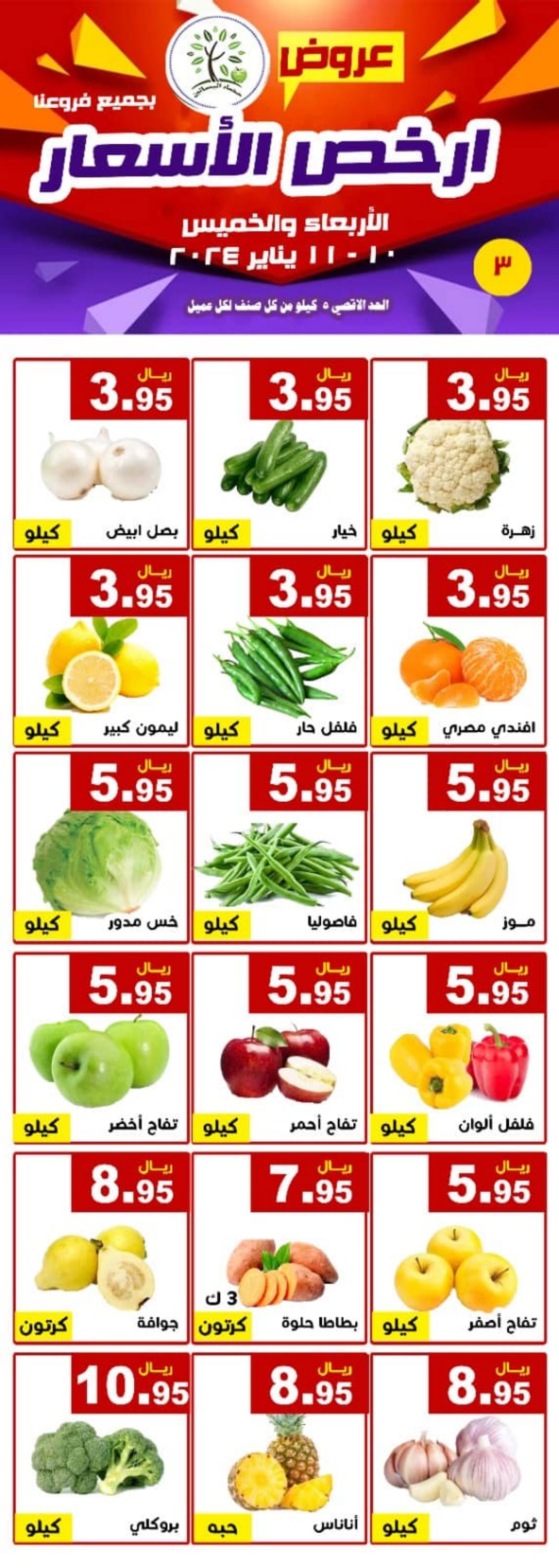 عروض مؤسسة حصاد البساتين السعودية من 10 حتى 11 يناير 2024 أرخص الأسعار
