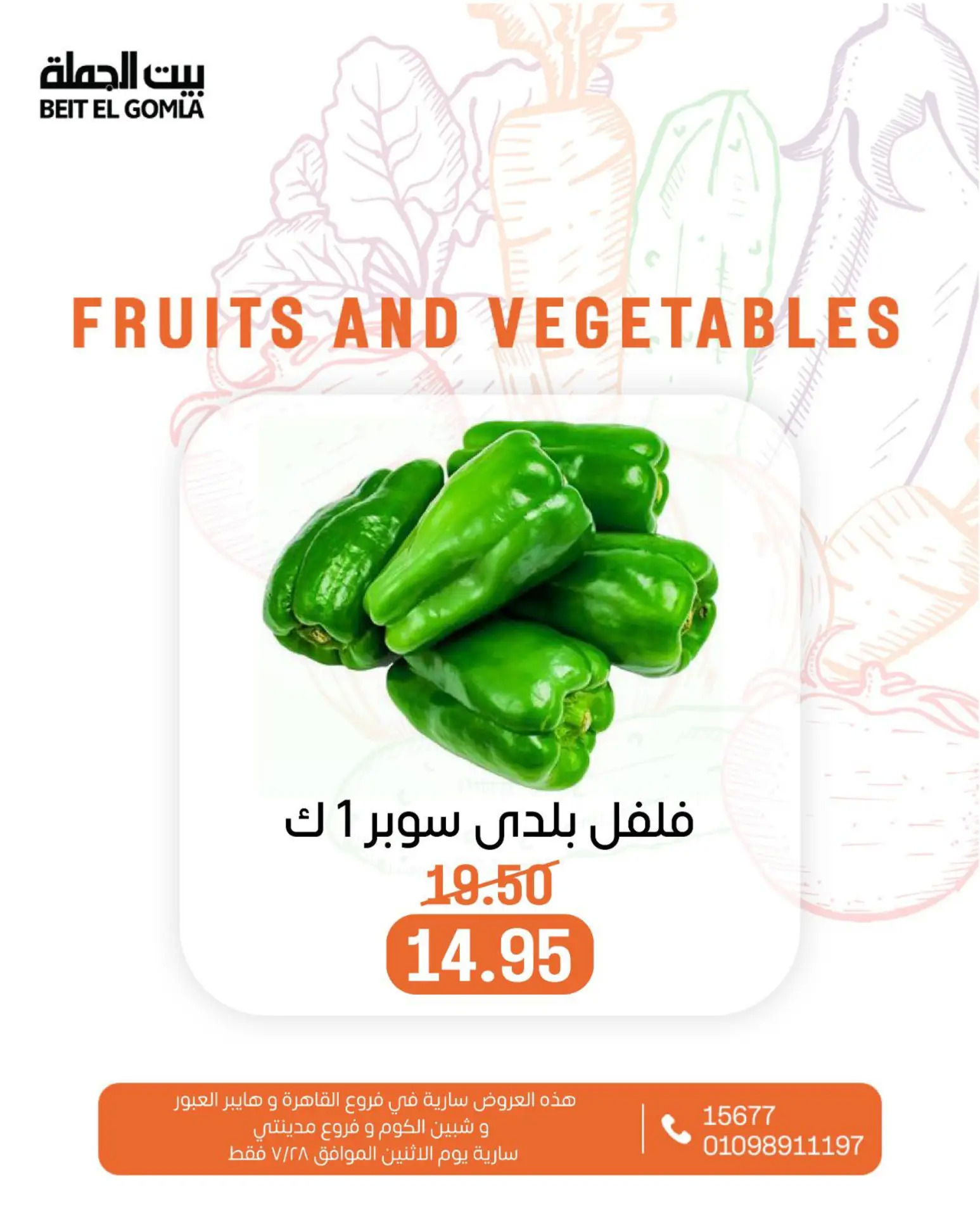 عروض بيت الجملة اليوم الإثنين 28 يوليو 2025 الخضار والفاكهة