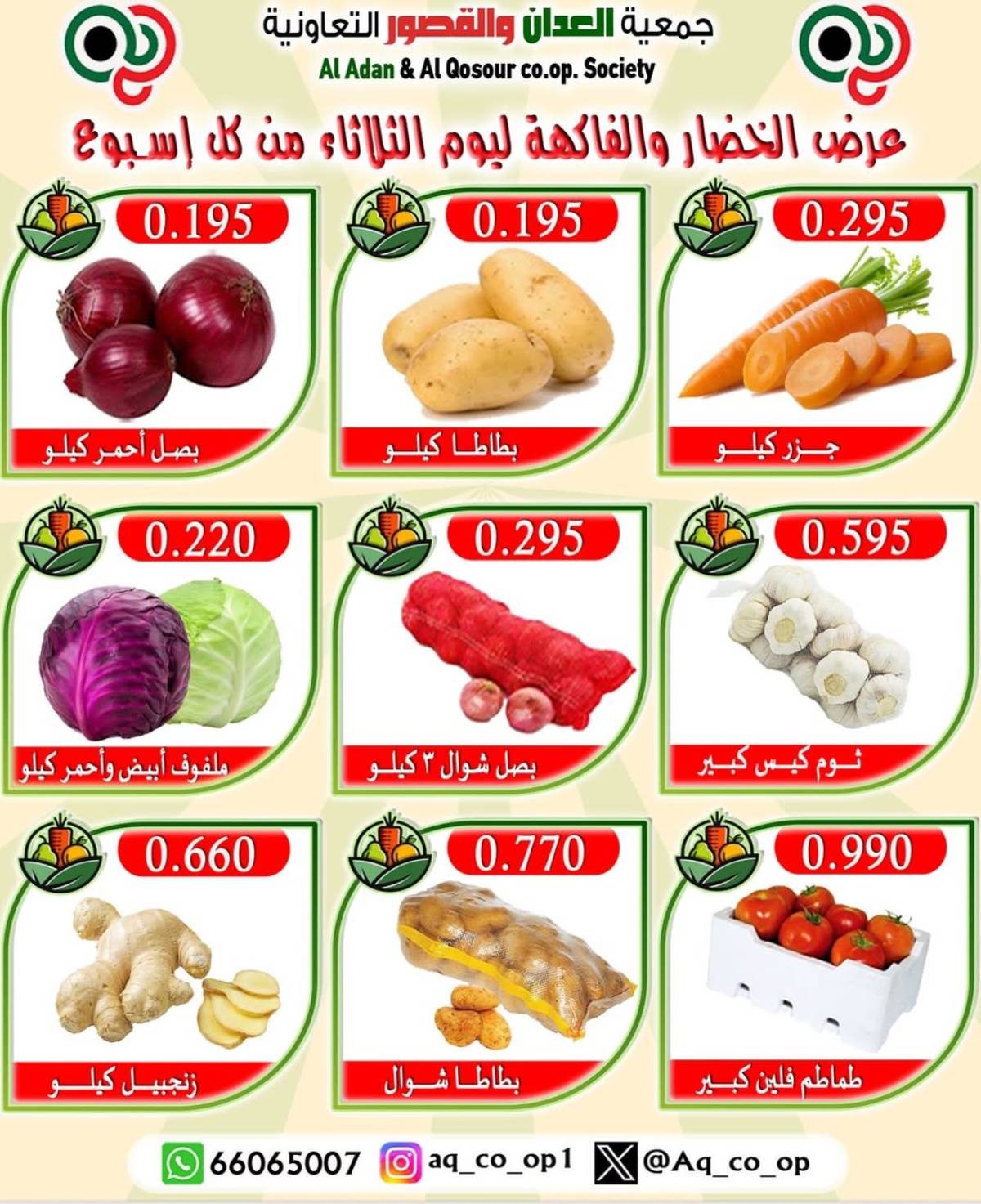 عروض جمعية العدان والقصور الثلاثاء 29 يوليو 2025 الخضار والفاكهة