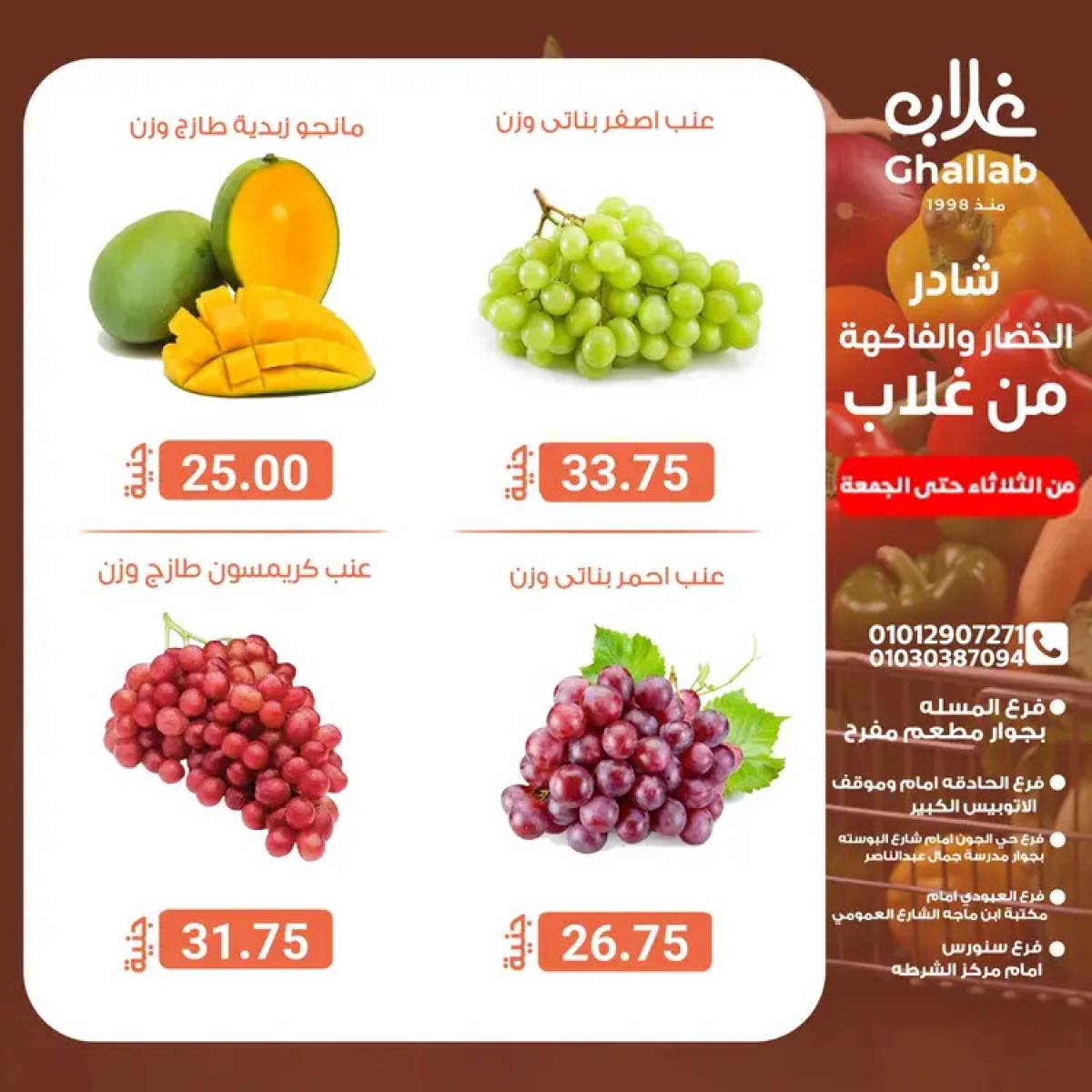 عروض أسواق غلاب الفيوم حتى 1 أغسطس 2025 عروض الفريش