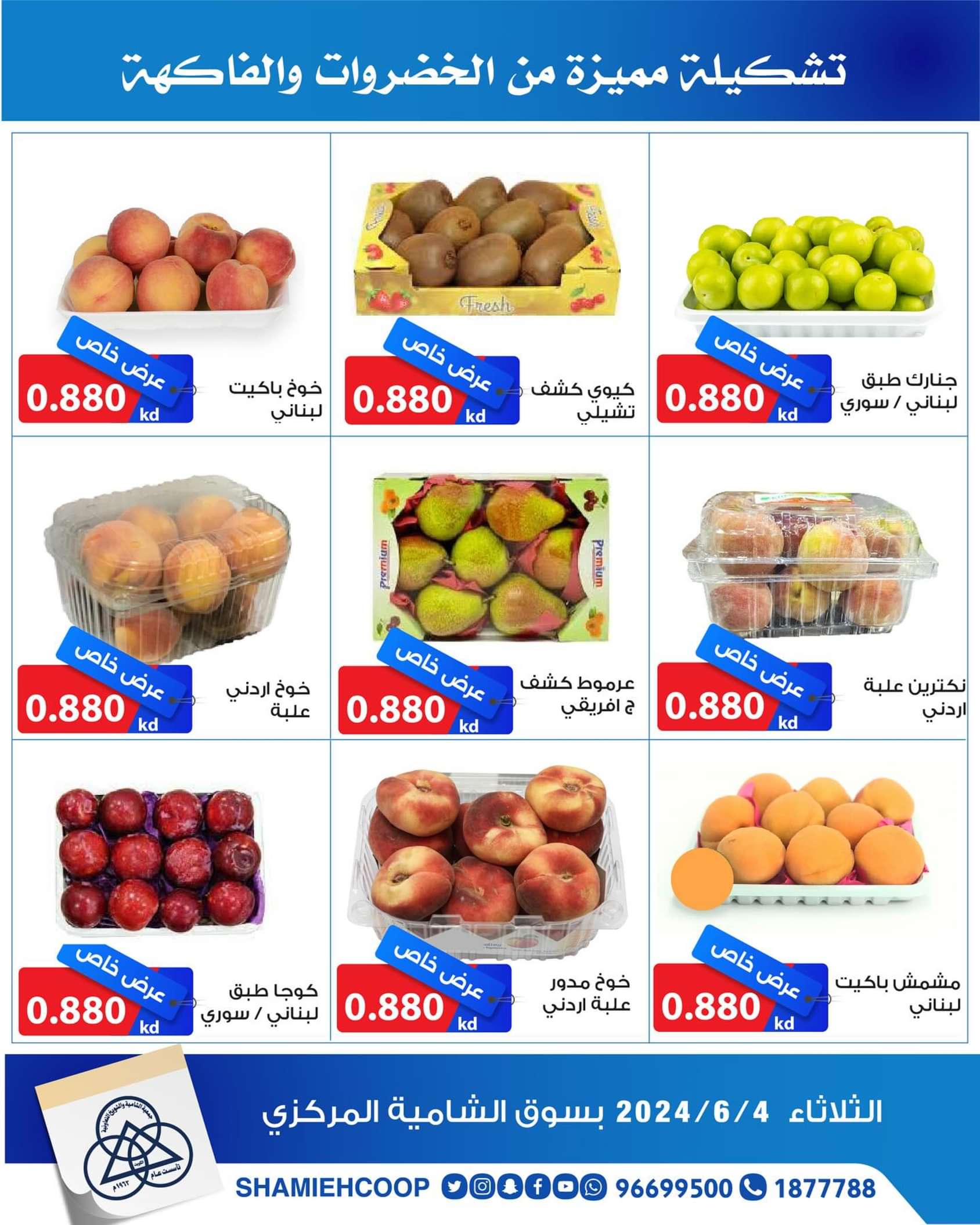 عروض جمعية الشامية والشويخ الكويت الثلاثاء 4 يونيو 2024 الخضار والفاكهة