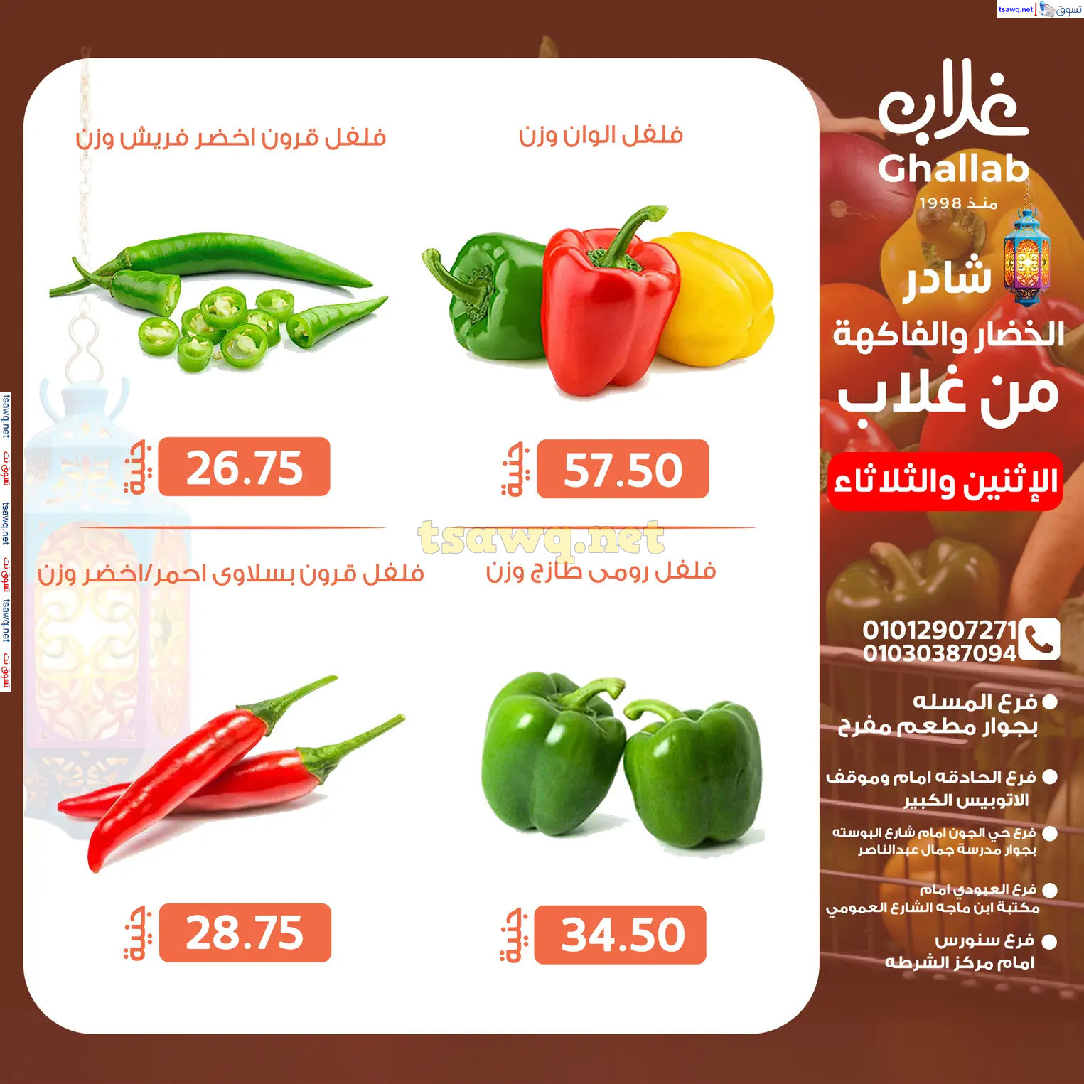 عروض أسواق غلاب الفيوم من 17 حتى 18 مارس 2025 عروض الفريش