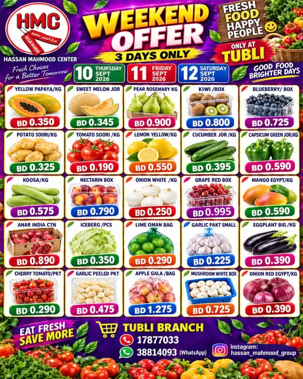 Hassan Mahmood Supermarket Tubli offers to 12 September 2026 Weekend