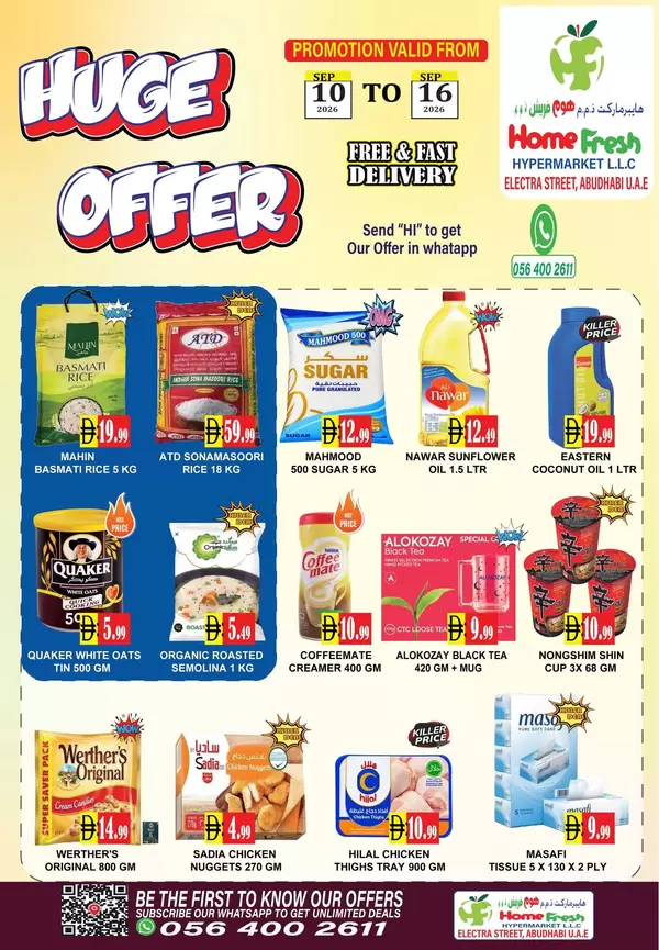 Home Fresh Supermarket Abu Dhabi offers to 16 September 2026 Huge Offer