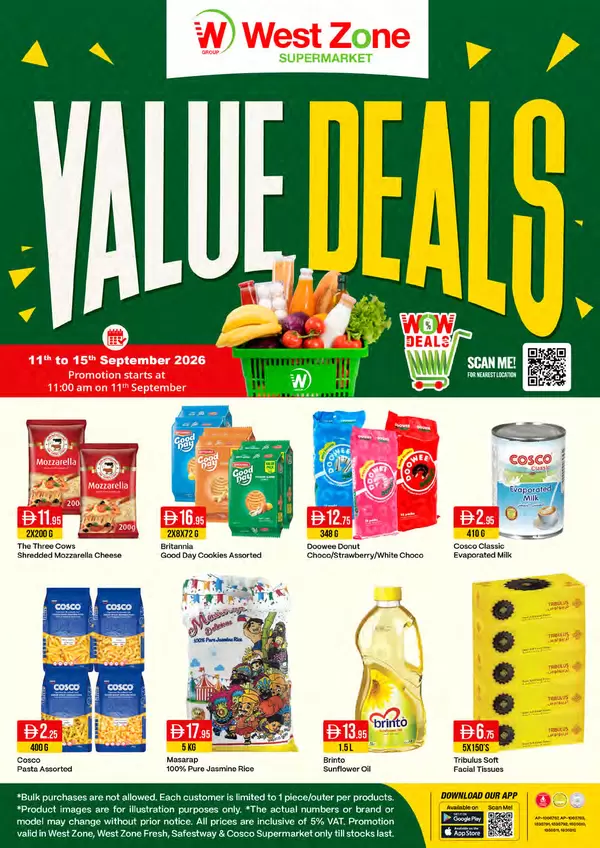West Zone Supermarket offers from 11 to 15 September 2026 Value Deals